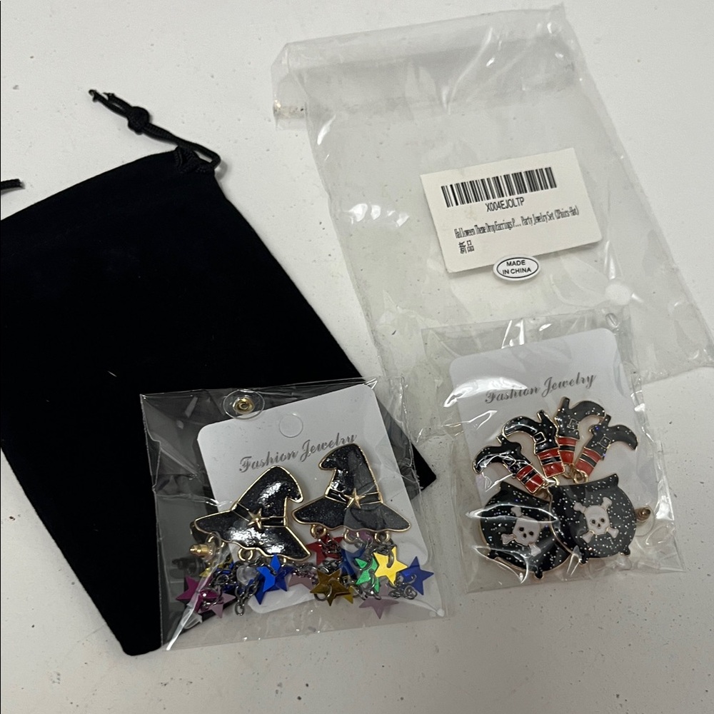 Amazon Set of 2 Halloween Spooky Dangle Drop Earrings Witch Hat and Cauldron